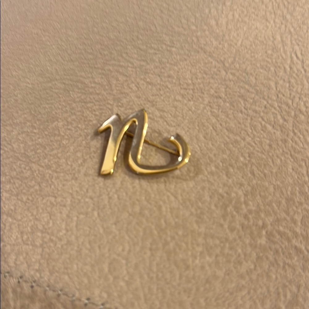 Gold letter n pin